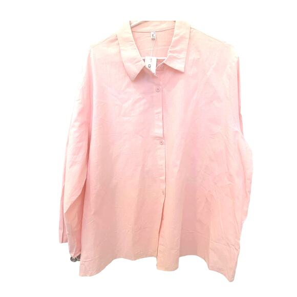 NEW In' Voland Pink Button Up Shirt 22W Roll Tab Classic Business Casual Preppy - Picture 1 of 8